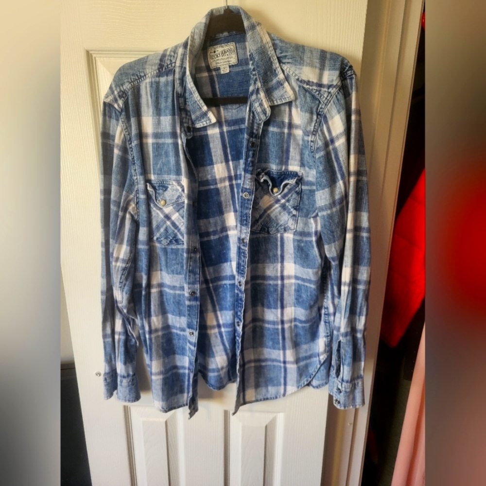 Lucky brand denim plaid button up